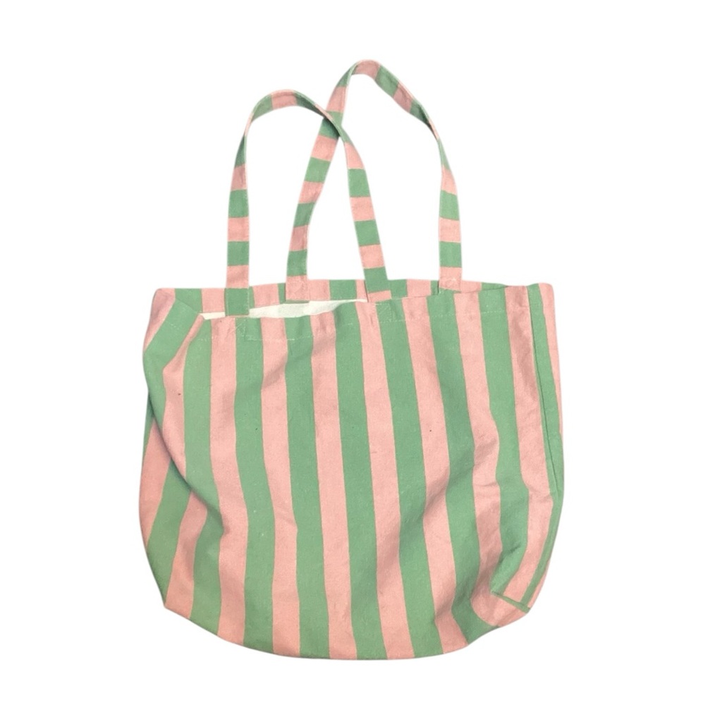 Sezane Striped 'Bonjour Texas' Tote in Pink and Green - Picture 3 of 4